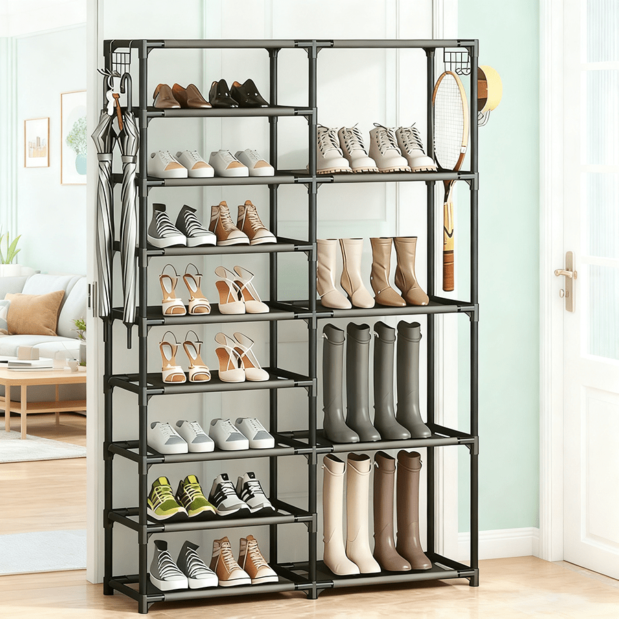 TEMU Étagère à chaussures haute à 9 niveaux, organisateur de chaussures de grande capacité pour garage, chambre et entrée, étagère à bottes robuste