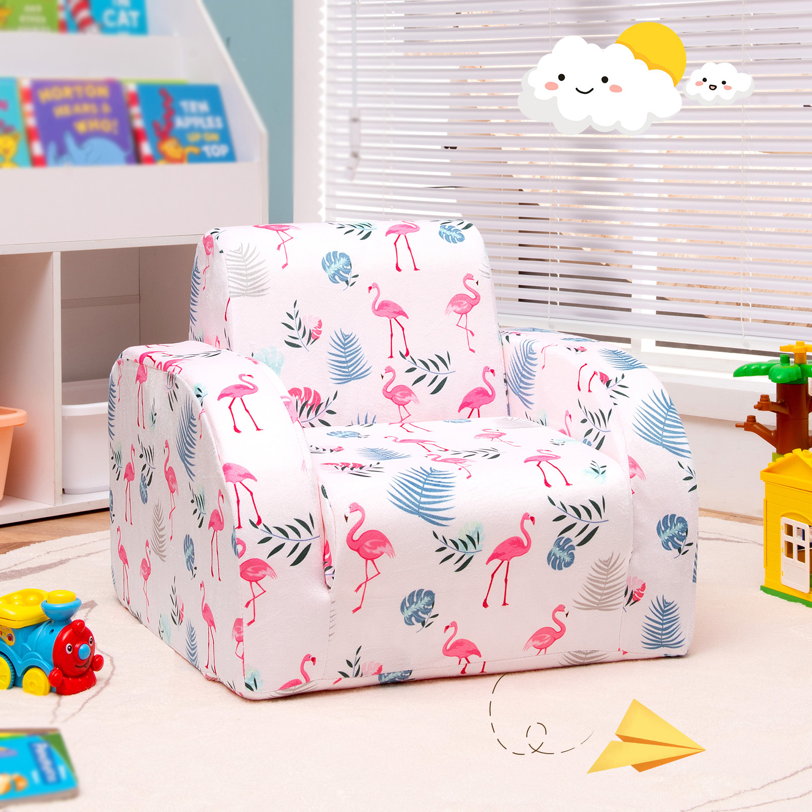 TEMU COSTWAY Canapé Convertible 3-en-1 pour Enfant, Fauteuil Pliant et Matelas pour Tout-Petit