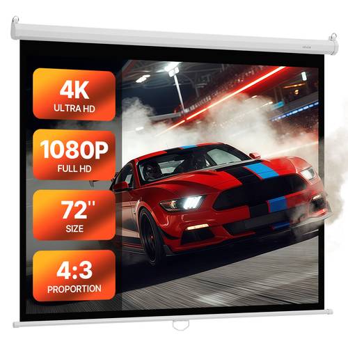 manual projector screen 72 inch 4 3 4k 1080 hd retractable pull down projector screen wall mounted movie projection with pull rope portable display projectoin for office theater