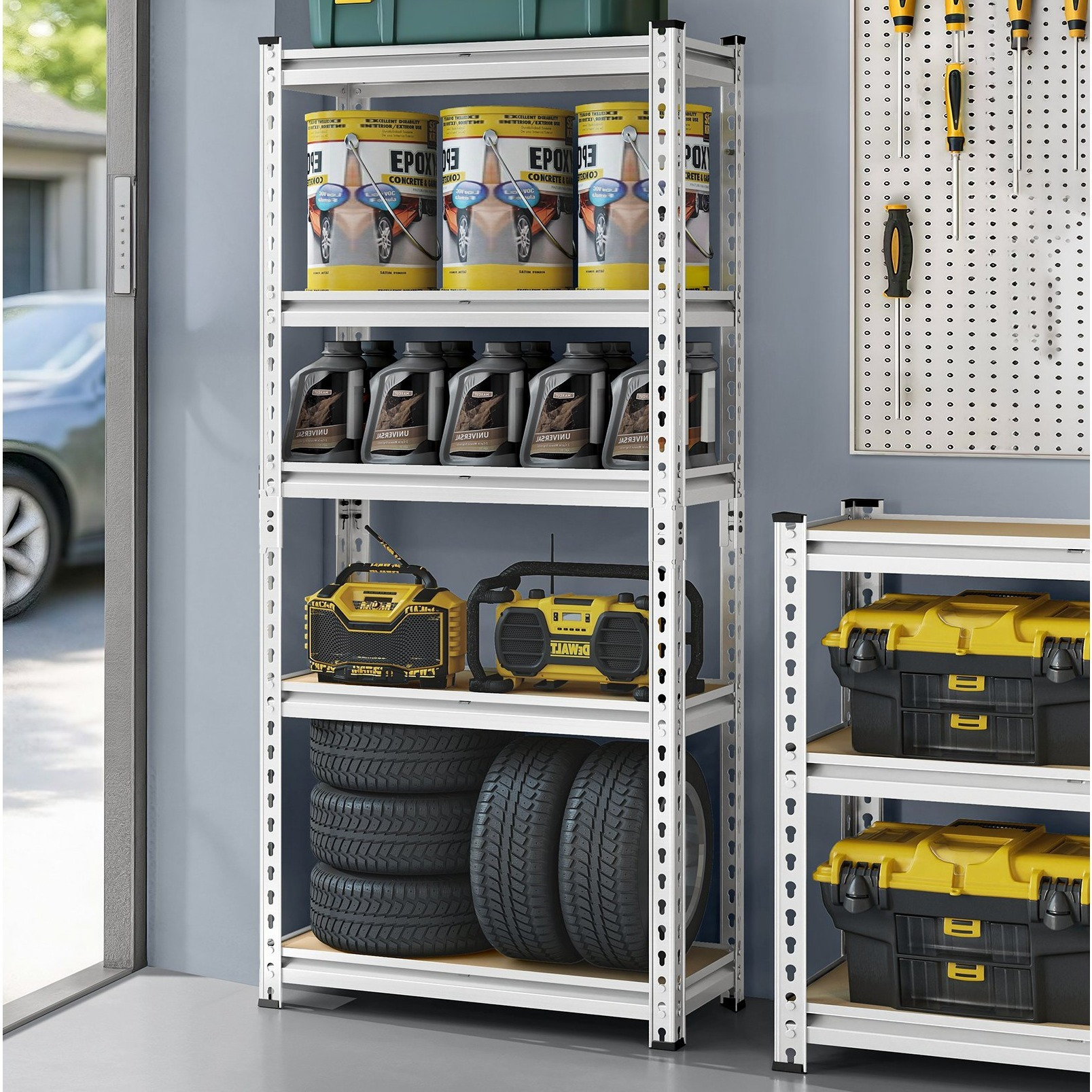 TEMU Étagères de rangement 5 niveaux, charge 875 kg, rangement garage, montage boulons, unité d'étagères réglable, 30 x 70 x 150 cm, pour bureau,
