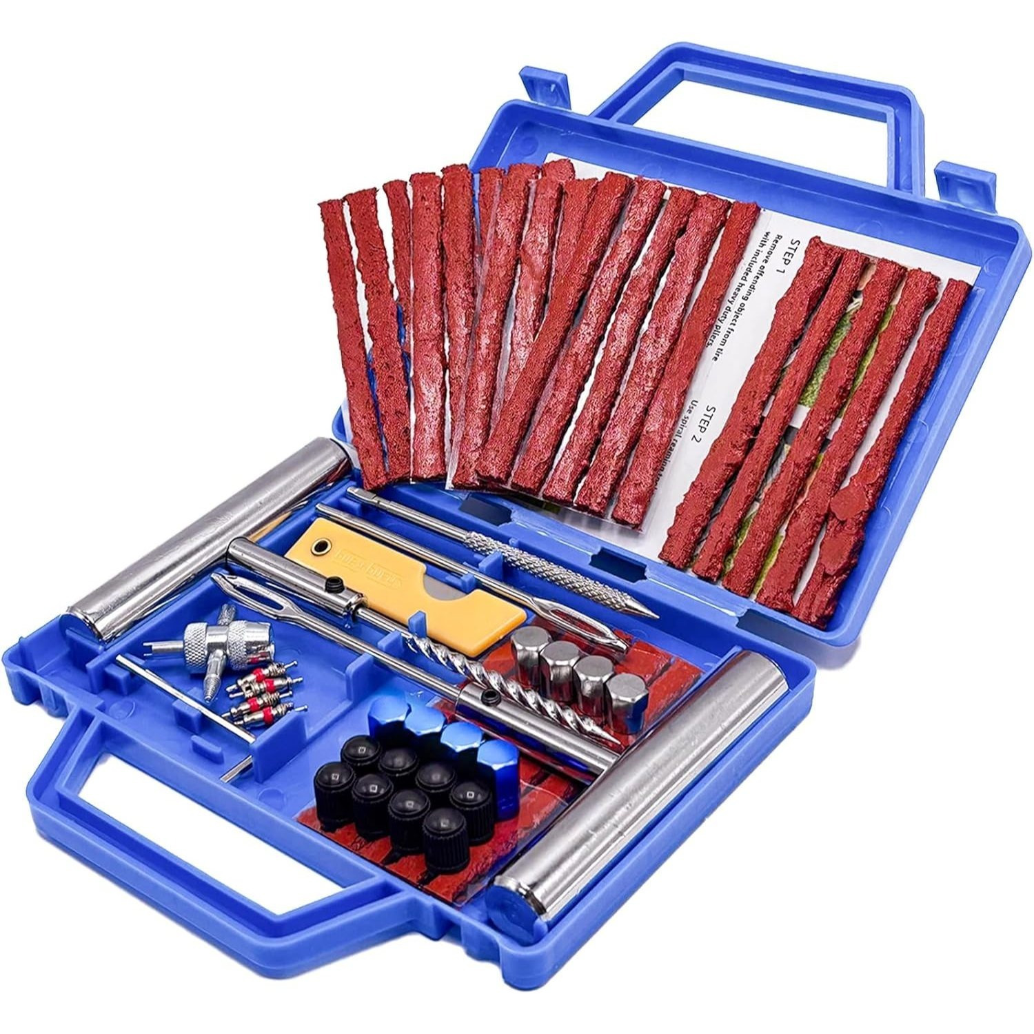 TEMU Tire Repair Tool Set Kit, Heavy Duty Puncture Plug And Patch Tools Set With Reamer, Insertion Tools, Tire Plugs And Accessories For Car,