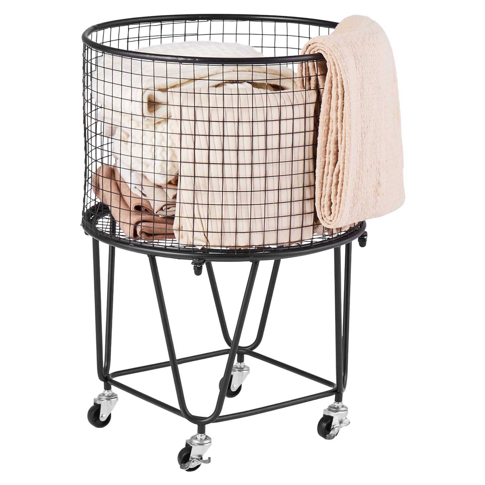 TEMU VEVOR Chariot à Linge, Chariot Utilitaire Roulant avec Roues Pivotantes à 360°, Capacité de Charge de 60 LBS, Panier de Courses en Acier Carbone