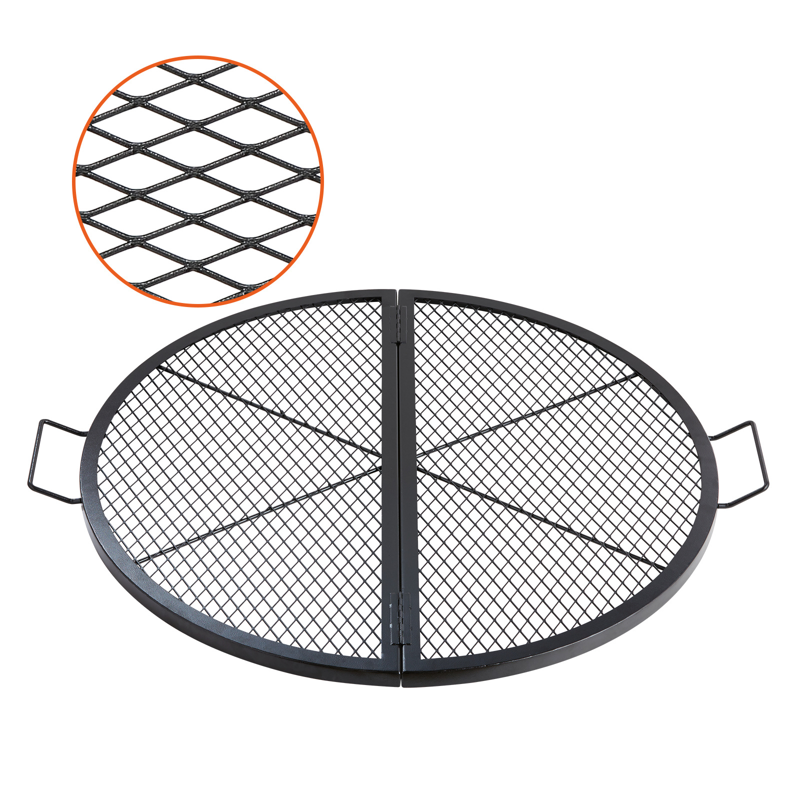 TEMU Vevor X-marks Fire Pit Grill Grate, Foldable Round Cooking Grate, Bbq Grill Grid With Handle And Support , Portable Camping Cookware For Outside