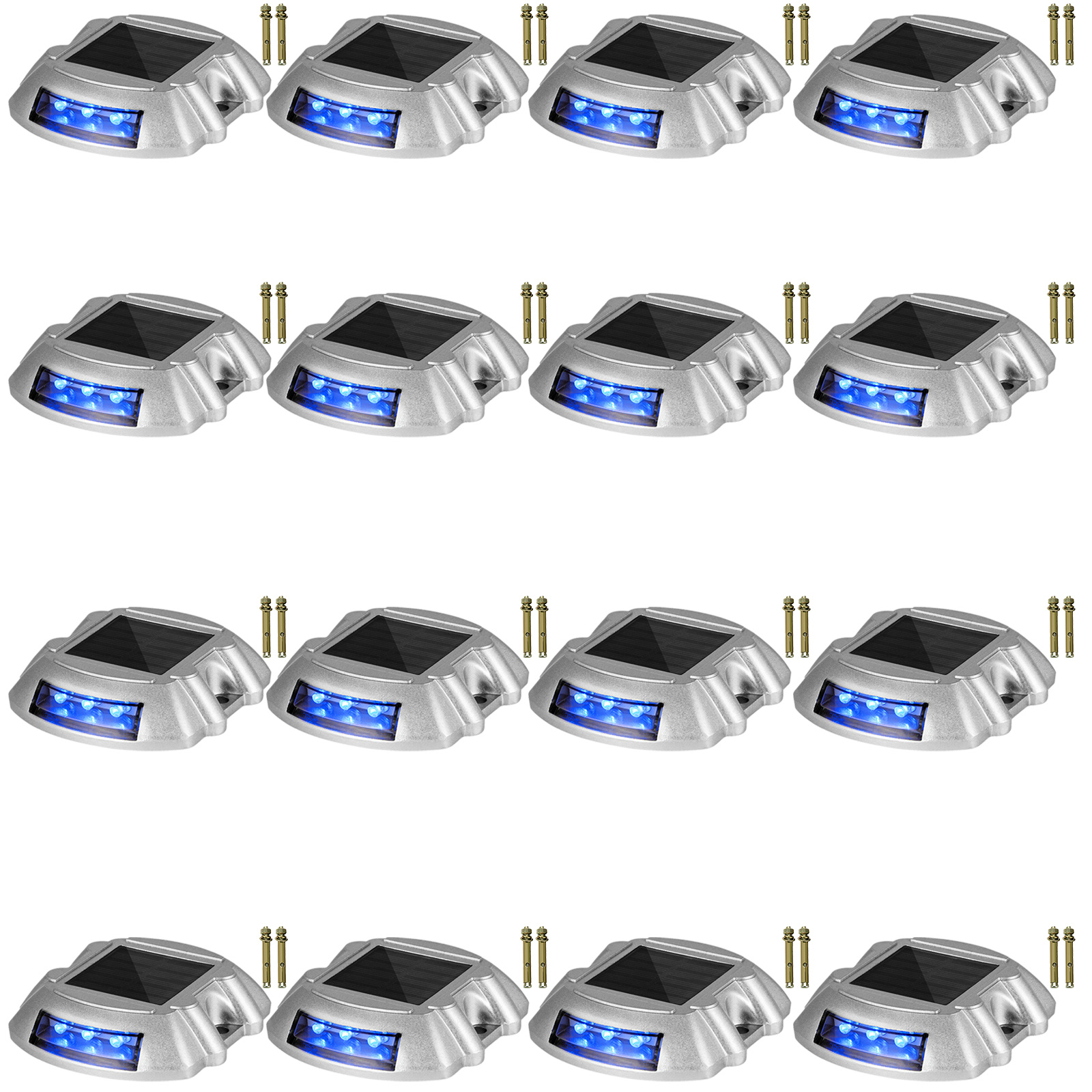 TEMU VEVOR Lot de 12/16 Lampes Solaires pour Blanc/Blanc Chaud/Bleu Brillant avec Vis, Lampes Solaires pour Terrasse Extérieure Étanches Fil pour , 6