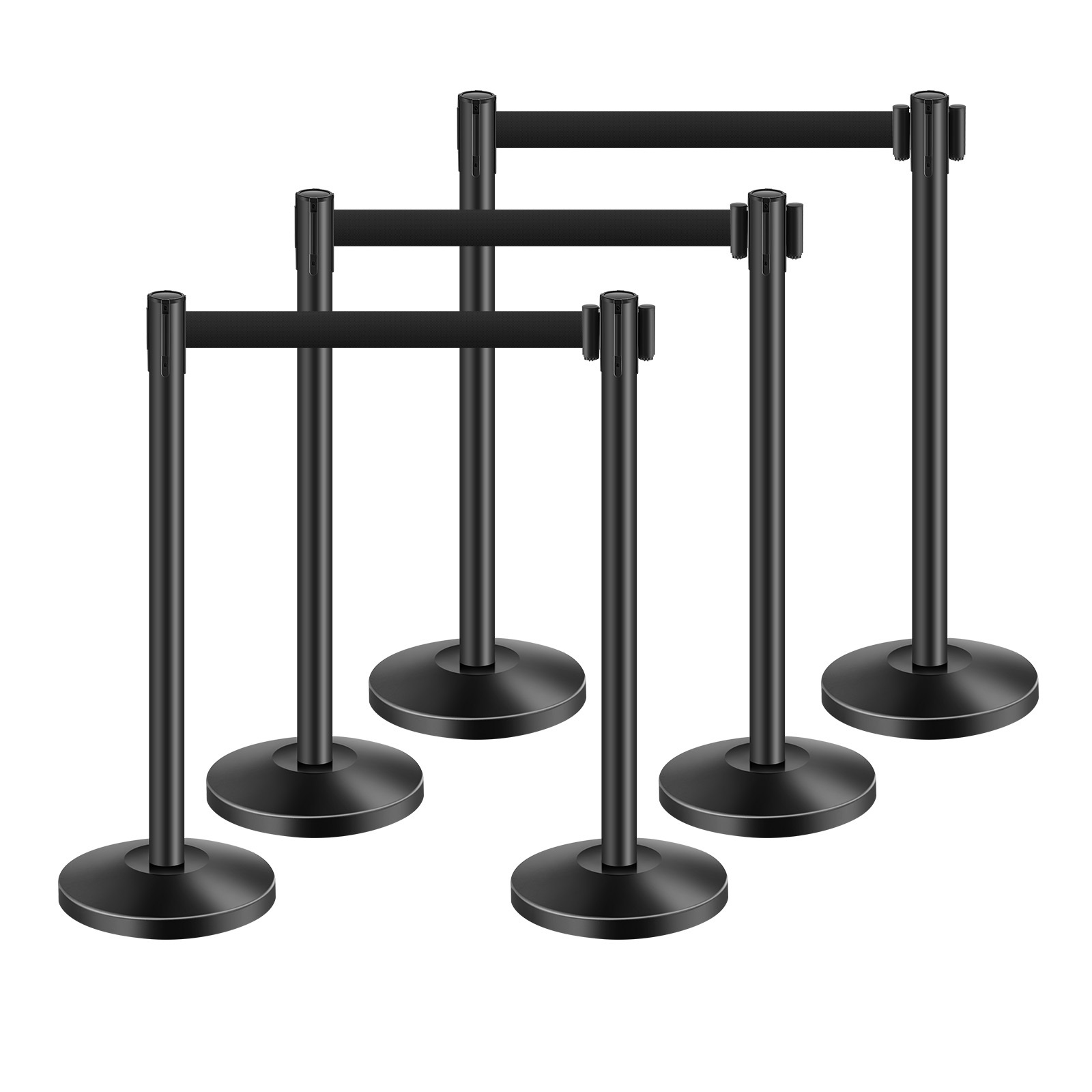 TEMU VEVOR 4/6pièces Poteau de avec 4 ceintures rétractables et base à injection de sable