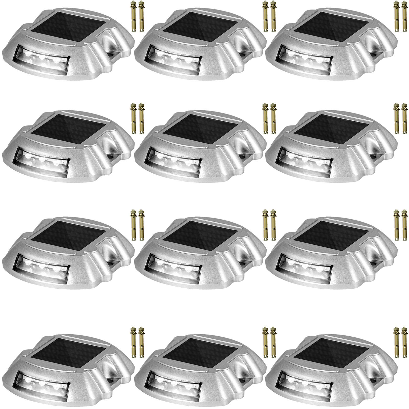 TEMU VEVOR Lot de 12/16 Lampes Solaires pour Blanc/Blanc Chaud/Bleu Brillant avec Vis, Lampes Solaires pour Terrasse Extérieure Étanches Fil pour , 6