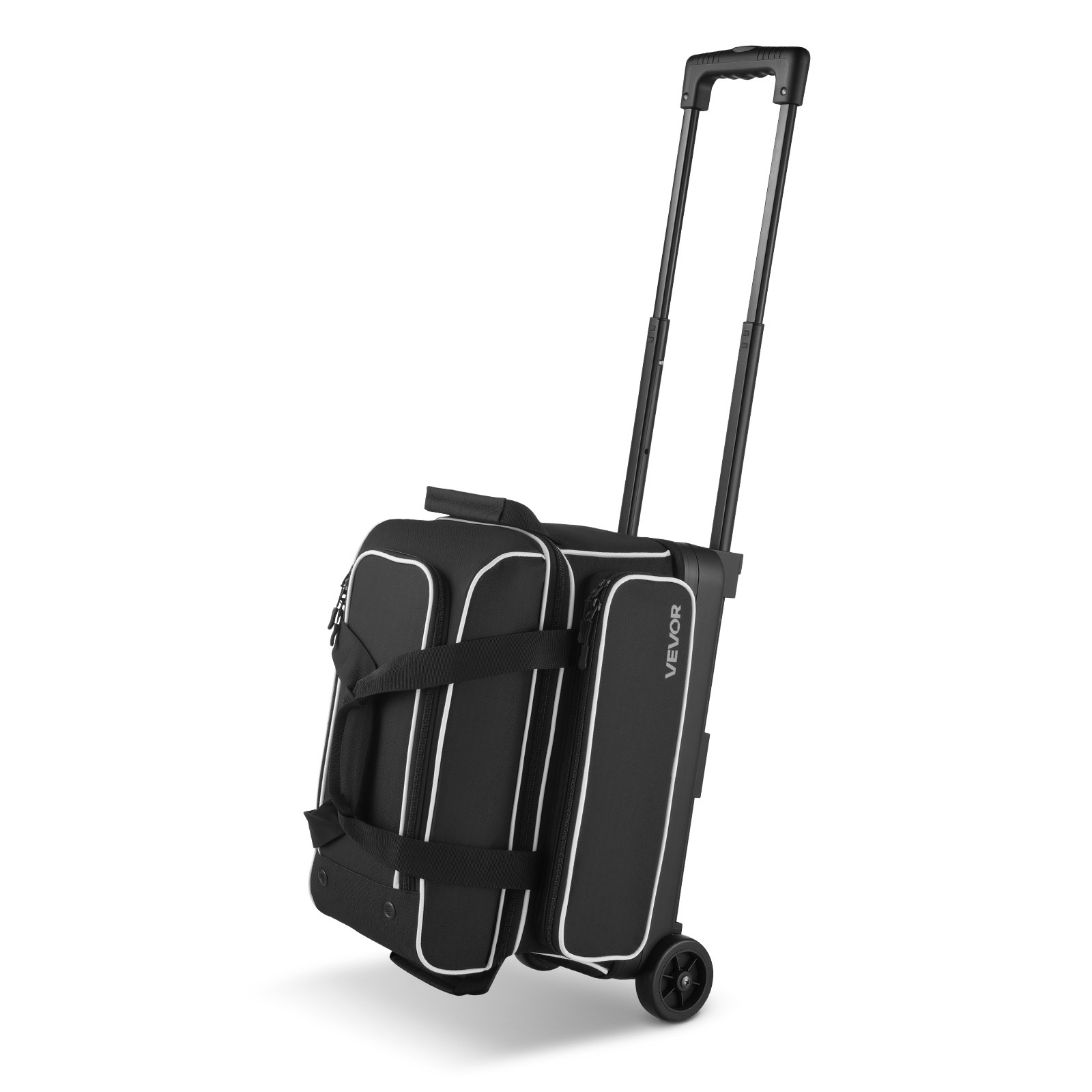 TEMU Vevor Black/black And White/black And Blue Bowling Bag With Wheels Double Roller Bowling Bag Shoe Compartment