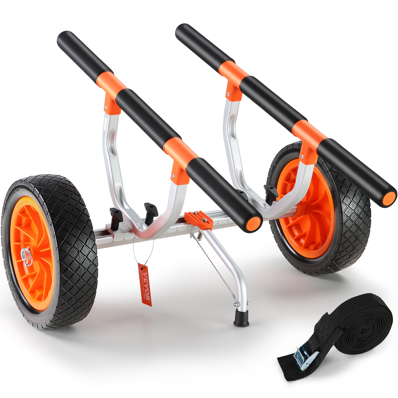 TEMU Vevor Heavy Duty Kayak Cart, 450lbs Load Capacity, Detachable Canoe Trolley Cart With 12'' Solid Tires, Adjustable Width & Nonslip Support Foot,
