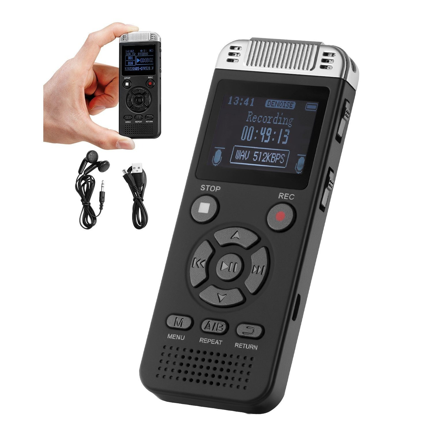 TEMU Vevor 128gb Voice Activated Audio Recorder With Usb Mp3
