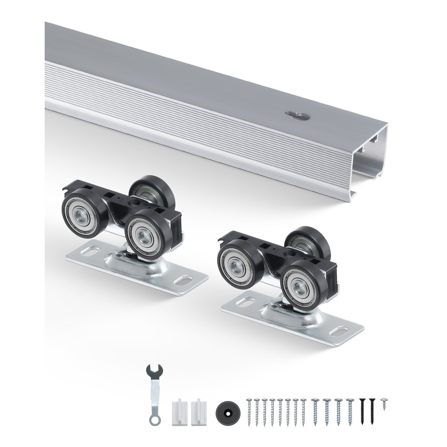 TEMU Kit de rail de porte de poche VEVOR 6 pieds Kit de matériel de porte de poche robuste 3 roues