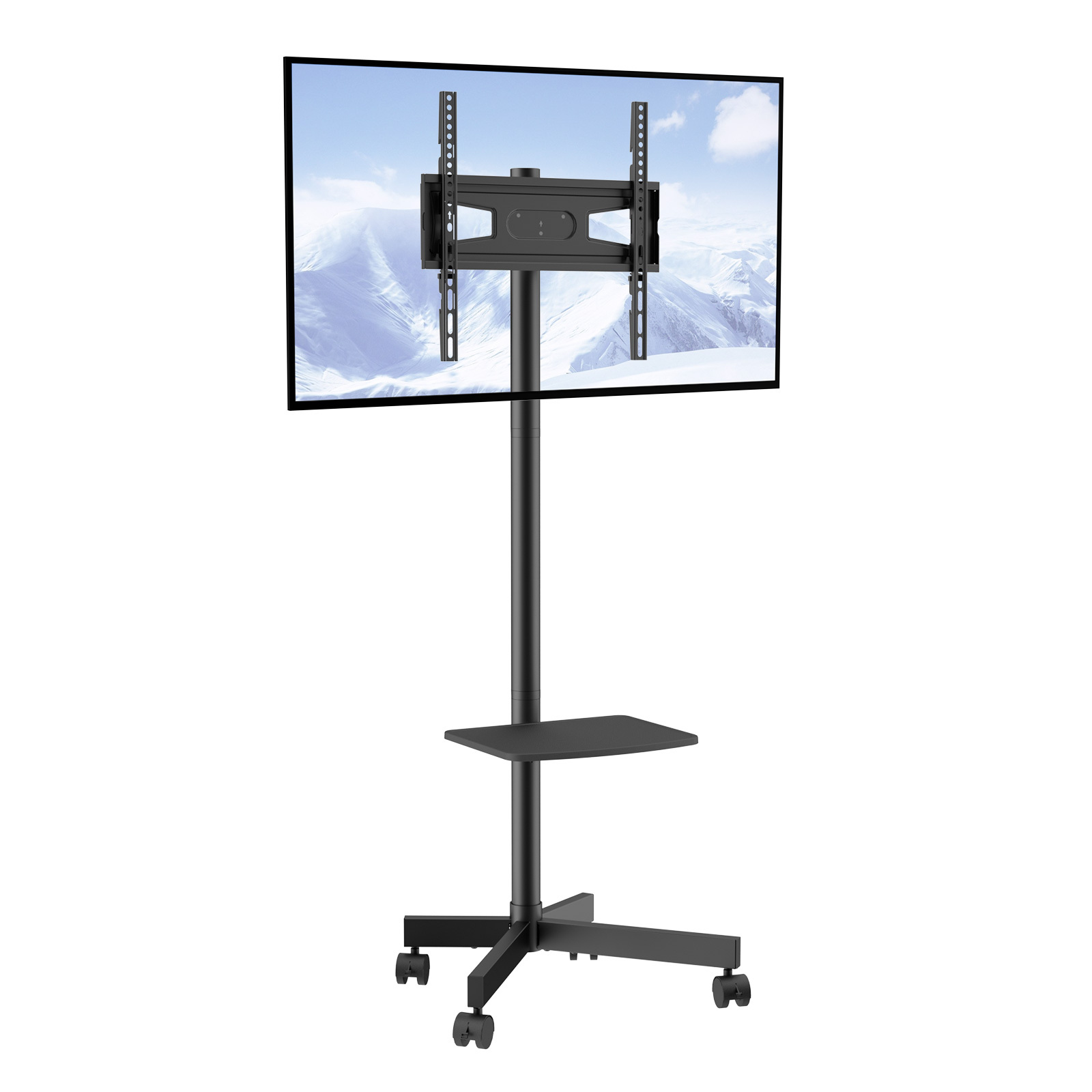 TEMU Vevor Mobile Tv Stand, Mobile Tv Cart For 23 To 60 Inch Tvs, Height Adjustable Portable Tv Stand With Wheels, With A Tray For Audio-visual