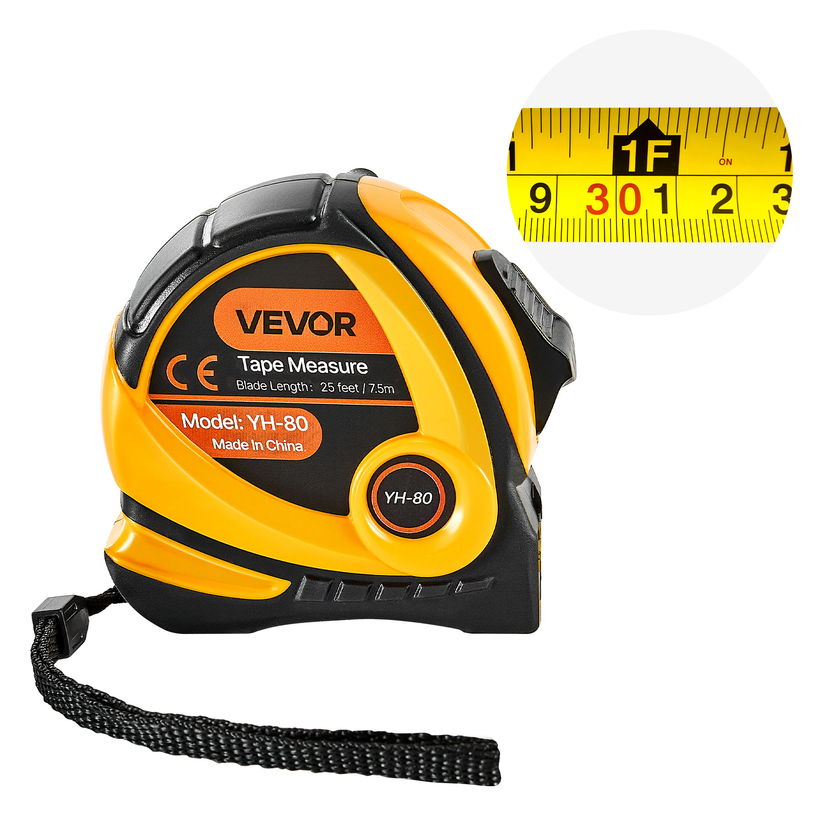 TEMU VEVOR Ruban à mesurer 25ft Rétractable Métrique ABS Boîtier pour la décoration