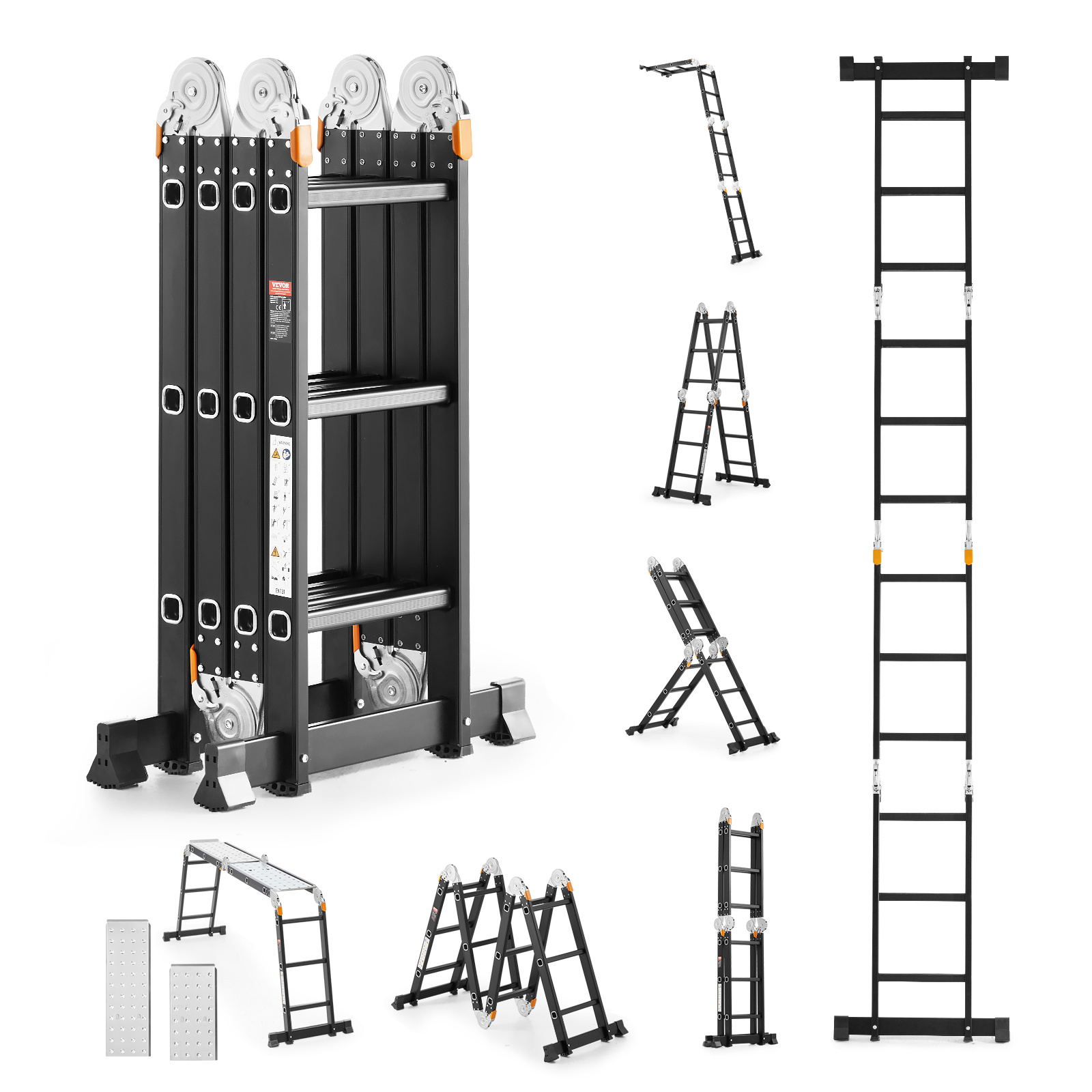 TEMU Échelle Polyvalente VEVOR 7 en 1 - 3 Étapes/4 Étapes 12ft/15.5ft avec Planche d'Échafaudage