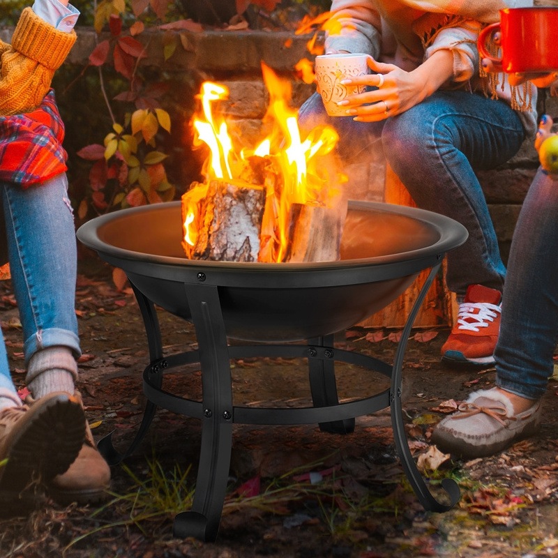 TEMU Design Outdoor Fire Pit Round Steel Fire Bowl,patio Fire Pit With Mesh Screen Log Grate For Yards, , Patio, Stores, Patio Bbq Camping Bonfire,