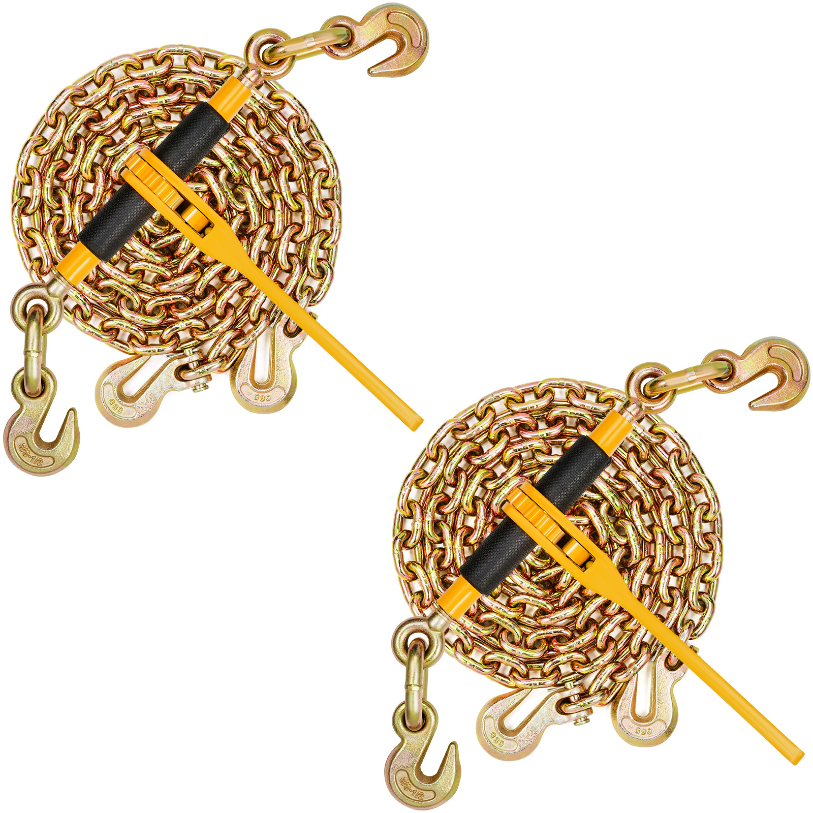 TEMU Vevor Chain And Binder Kit 3/8"-1/2" Ratchet Load Binder 3/8" X 10' Chain 2 Pack