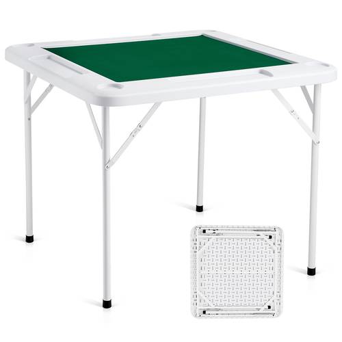 4 player folding card table table mat cup holder chip tray