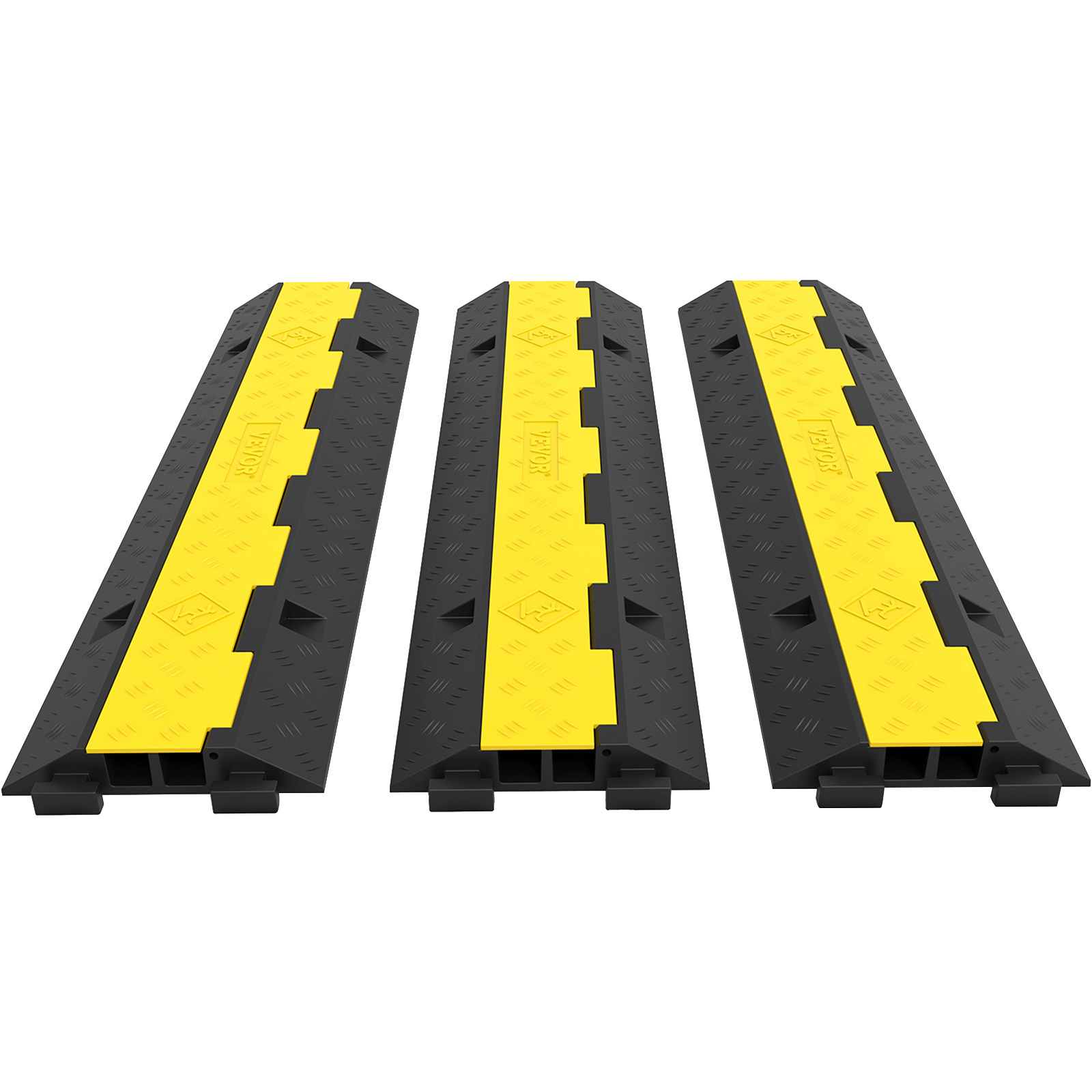 TEMU Vevor Rubber Cable Protectors Heavy Duty Wire Hose Cord Protective Cover Ramps Floor Driveway Speed Bump, 3 Pack 2 Channel 11000lbs