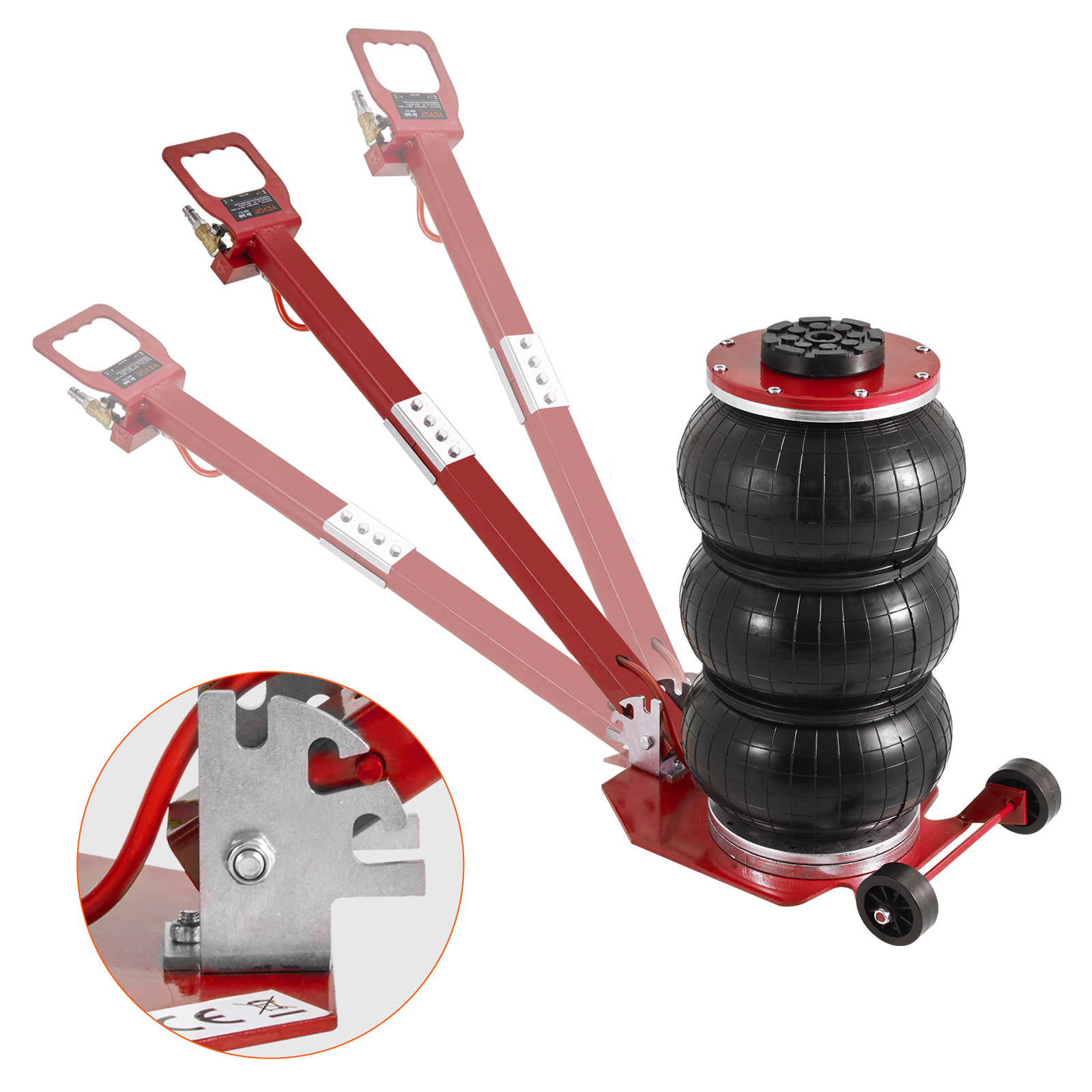 TEMU VEVOR Crémaillère à Air, 3 /6600 lbs, Crémaillère à Air Triple Sac avec Six Tubes en Acier, Levage jusqu'à 17,7", Crémaillère Pneumatique Rapide