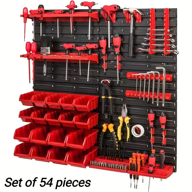 TEMU Organisateur d'outils 54 pièces, support pour tournevis, boîte de rangement pour clés, étagère à outils de garage, pour vis, écrous, clous,