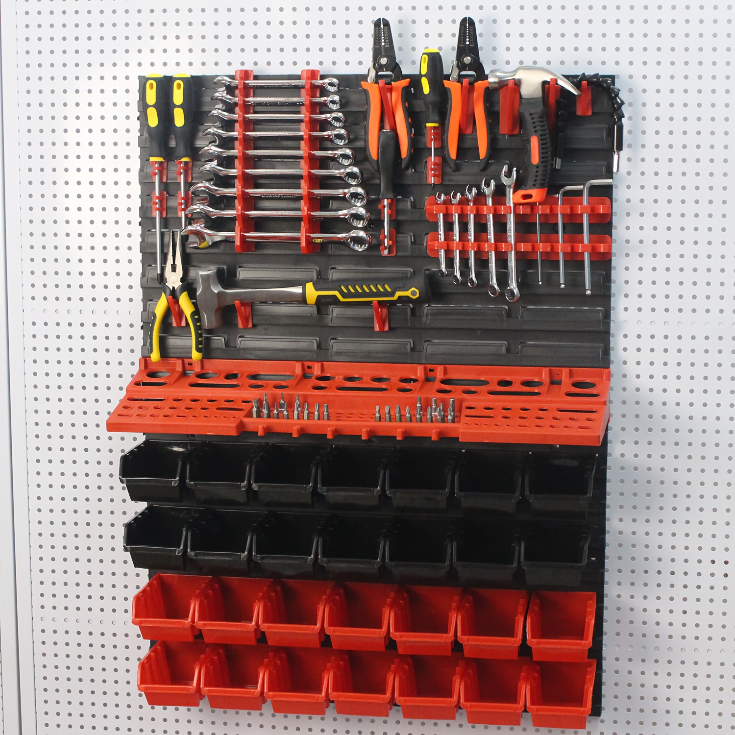 TEMU Complete Tool Organizer, Screwdriver, Wrench Storage Box, Garage Tool Rack, For Screws, Nuts, Nails, Beads And Small Hardware, To Install Garage