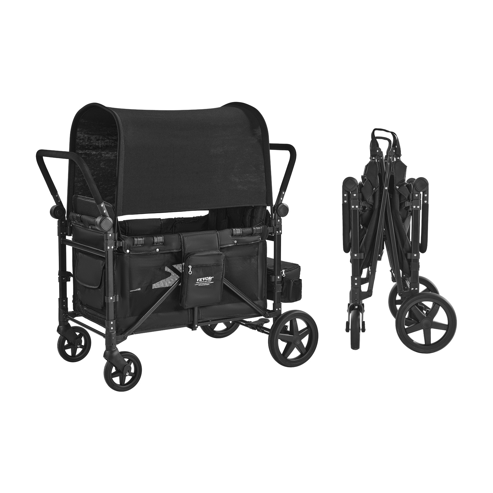 TEMU VEVOR Wagon Stroller pour 4 enfants pousser stroller pliable 330LBS chargement