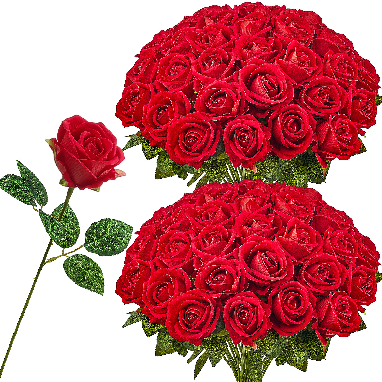 TEMU VEVOR 60pièces Roses Rouges Fleurs Artificielles Bouquet Réaliste pour la Décoration de Noël à