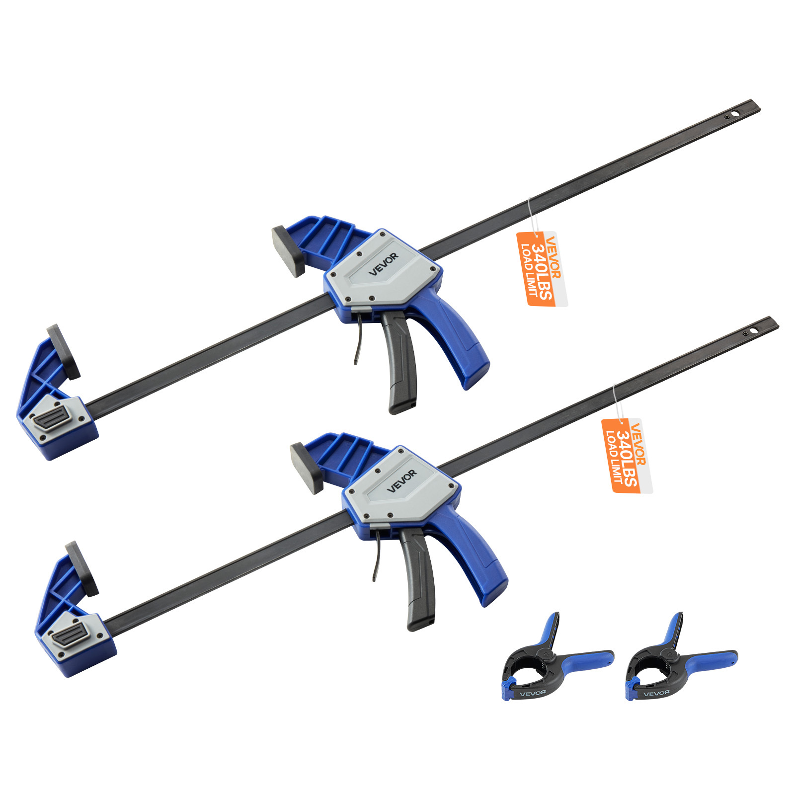 TEMU Vevor Bar Clamps For Woodworking 2-pack 12/24 Inch One-handed Clamp/spreader 340lbs Orange/blue