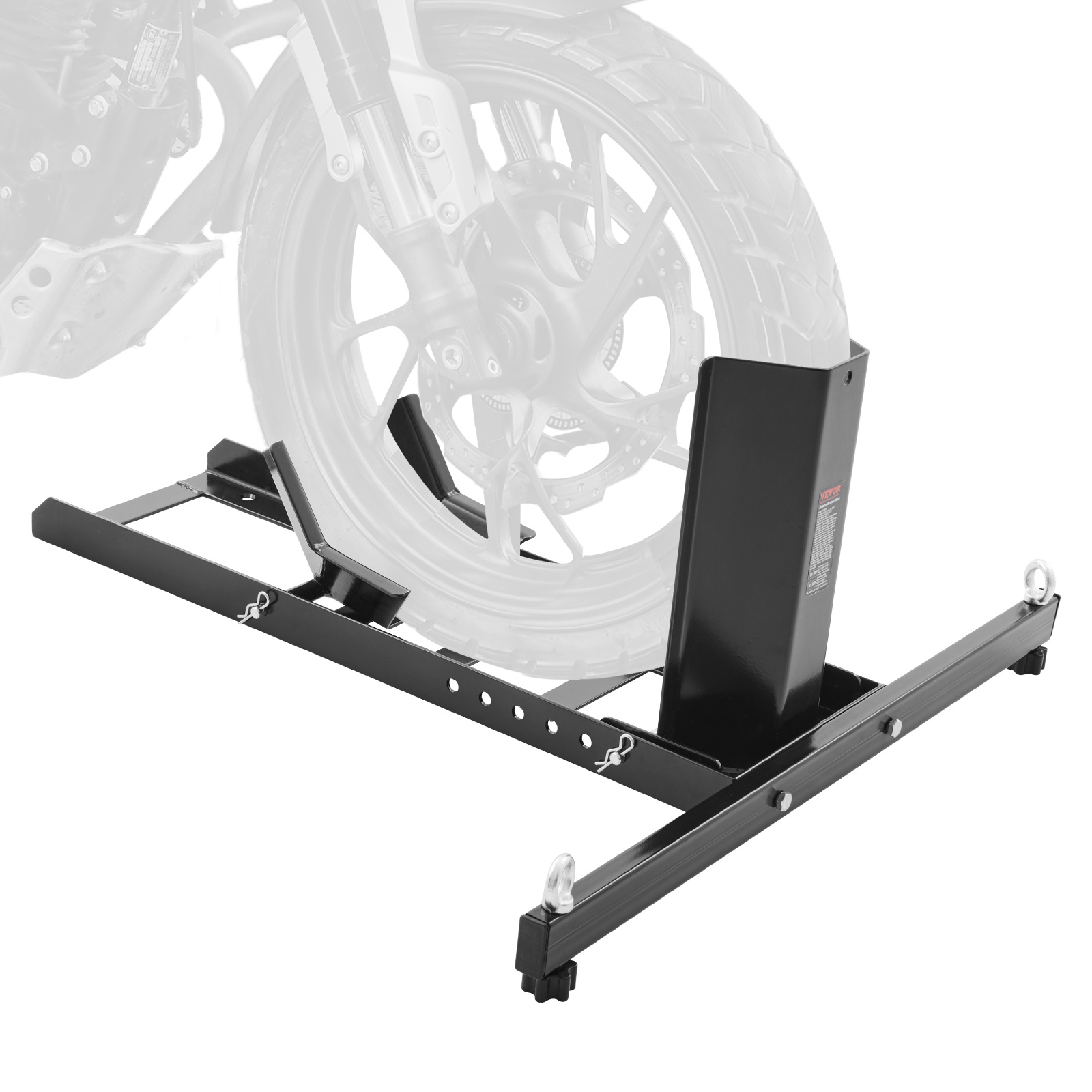 TEMU Vevor Motorcycle Wheel Chock Upright, 1800 Lbs Capacity, Heavy-duty Steel Motorcycle Front Wheel Stand With 6 Adjustable Holes, For 15"-22"