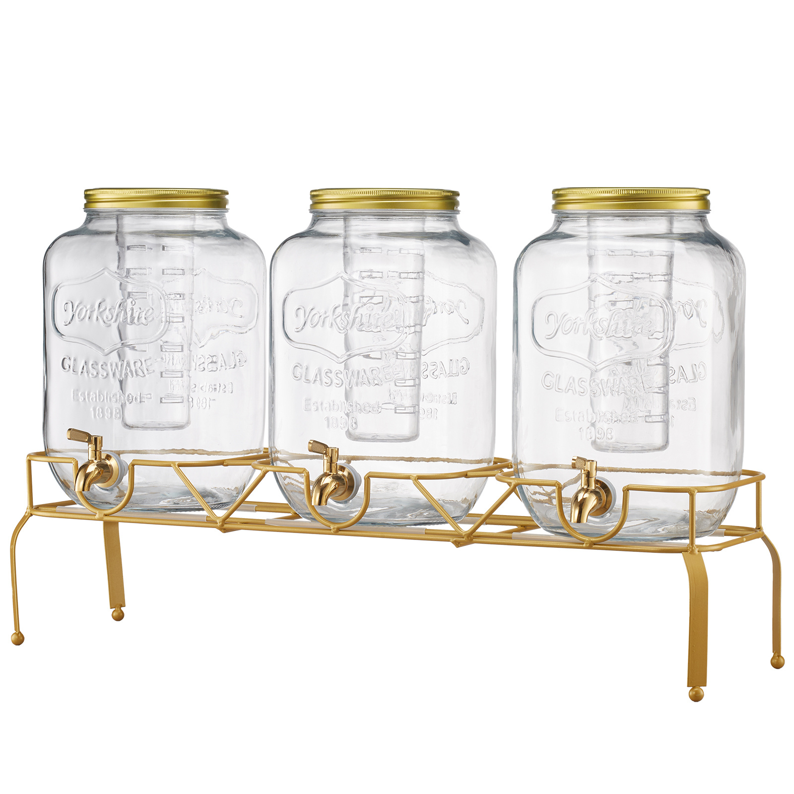 TEMU Dispenseur de Boissons 2 Gal pour Fêtes avec Support en Verre - Ensemble de 3 Pièces