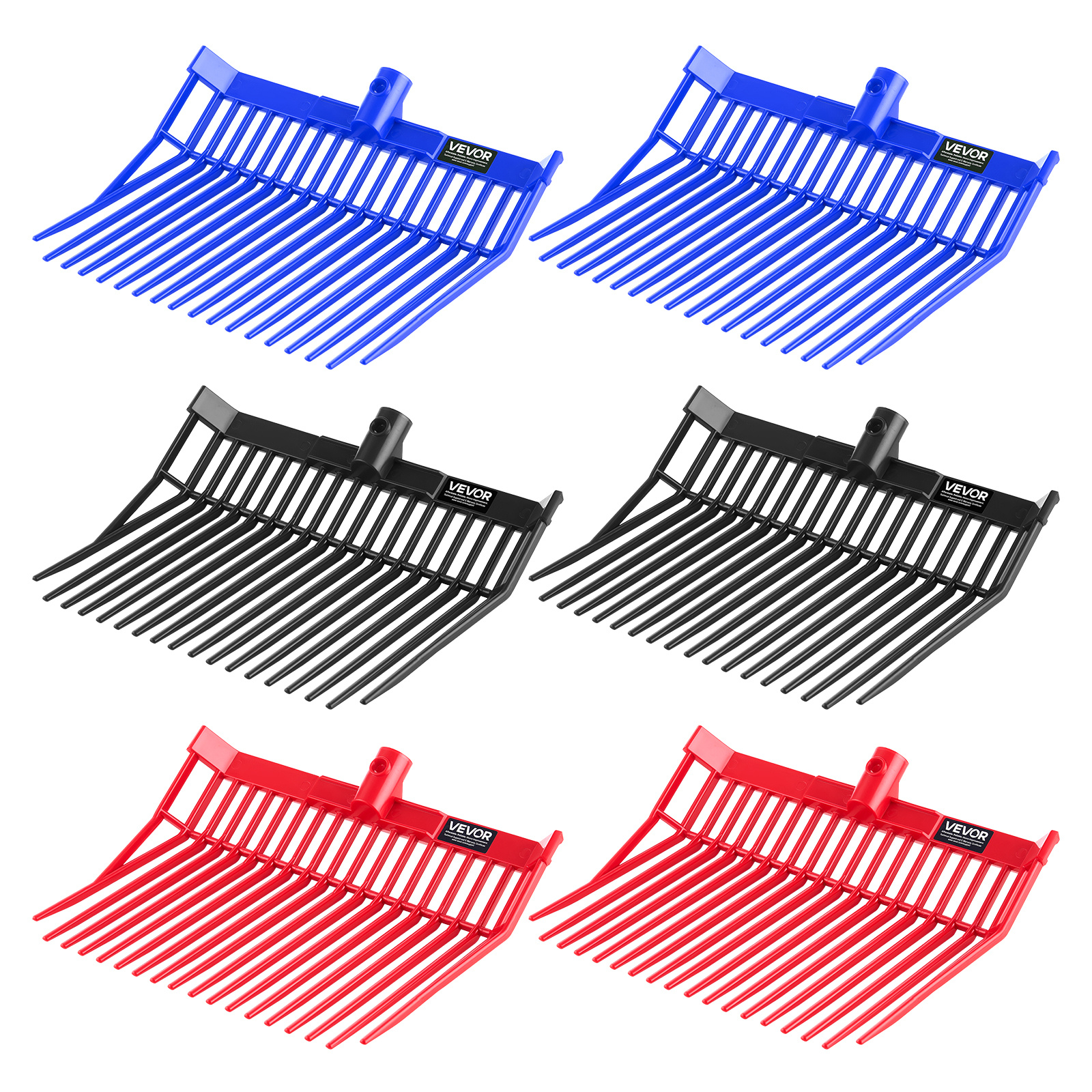 TEMU VEVOR 6pièces Manure Fork Tête de remplacement 18 Tine Horse Stable Mulch Fork Heads