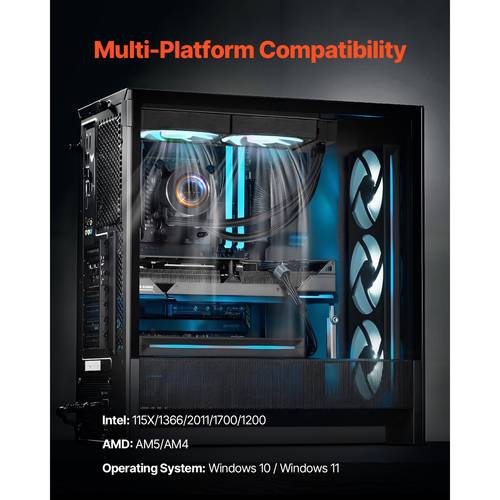 cpu liquid cooler aio cpu water cooler with argb light 120 mm pwn fans