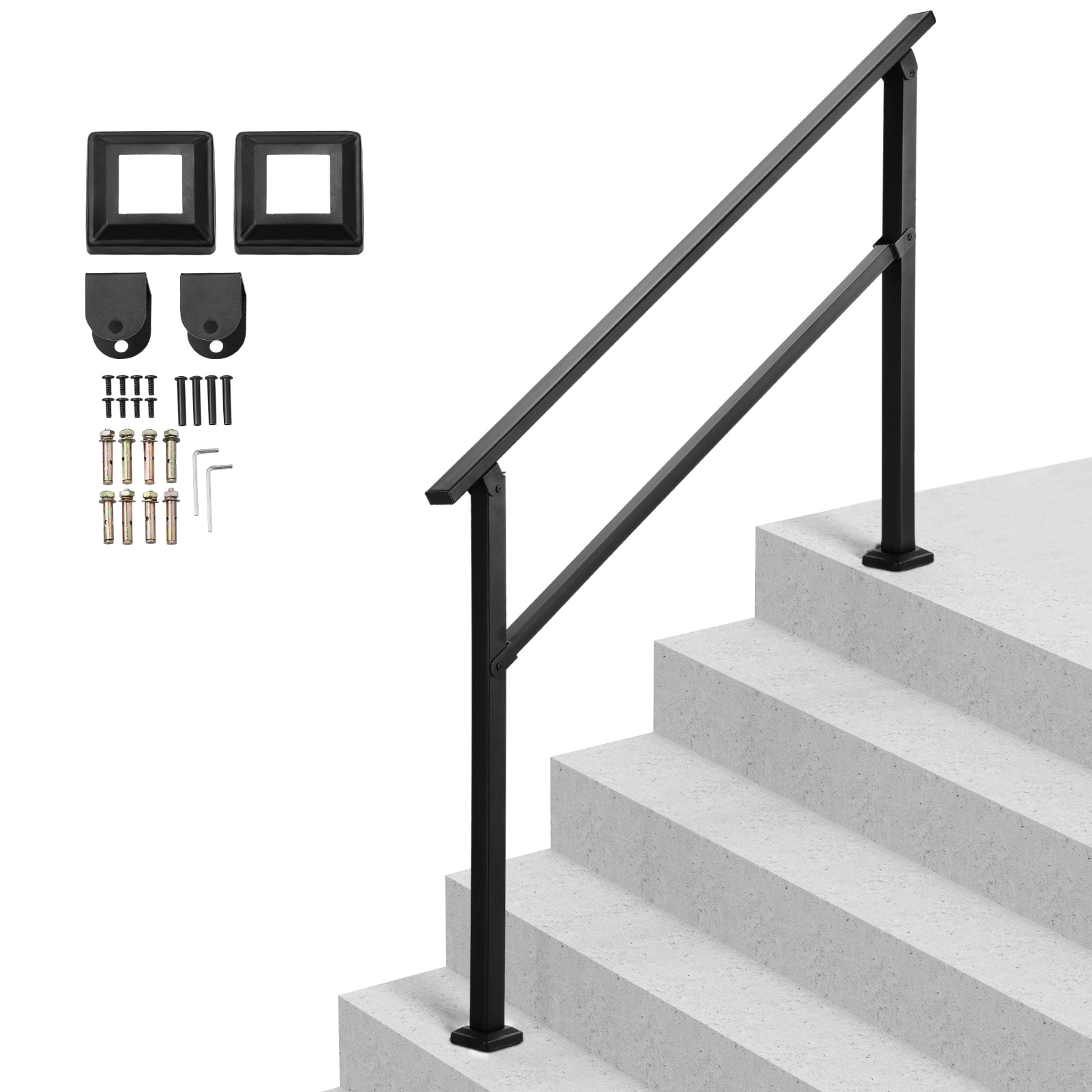 TEMU VEVOR Rail de main extérieur pour escaliers à 4 à 5 marches, tube , installation facile