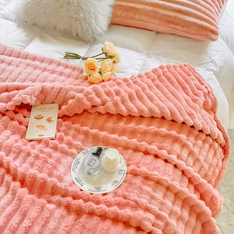 1pc thickened blanket soft and comfortable rabbit hair reversible blanket thermal fleece blanket nap blanket air conditioning blanket office outdoor camping gift blanket Product details 6