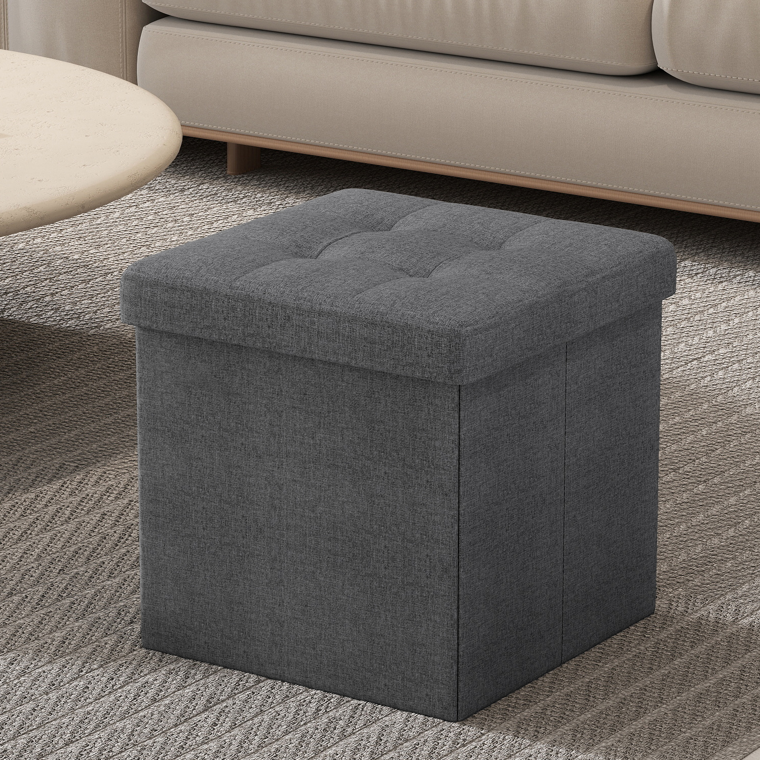 storage ottoman bench 38 x 38 x 38 cm ottoman footrest end of bed bench storage chest 300 kg capacity for living room bedroom entryway dorm dark gray