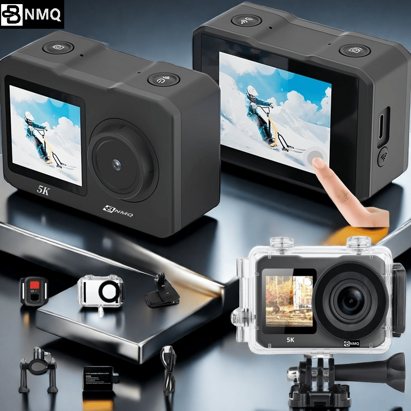 TEMU BNMQ 5K 30FPS / 4K 60FPS Caméra avec Double Écran Tactile / Affichage EIS de Fixation pour Vélo