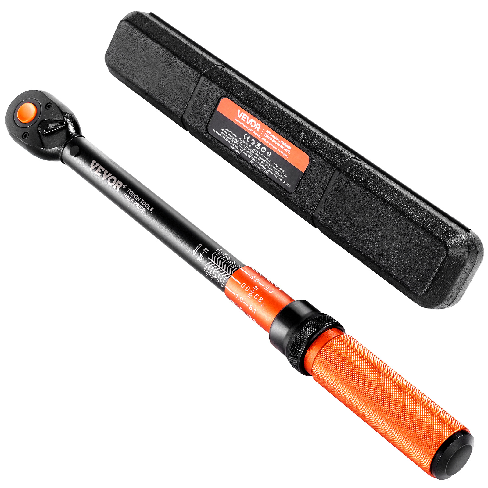 TEMU VEVOR Clé dynamométrique 1/2 pouce, 10-170 ft.lb/13.6-230.5 Nm, Clé dynamométrique à cliquet réglable à 72 dents avec boucle pour le maintien de