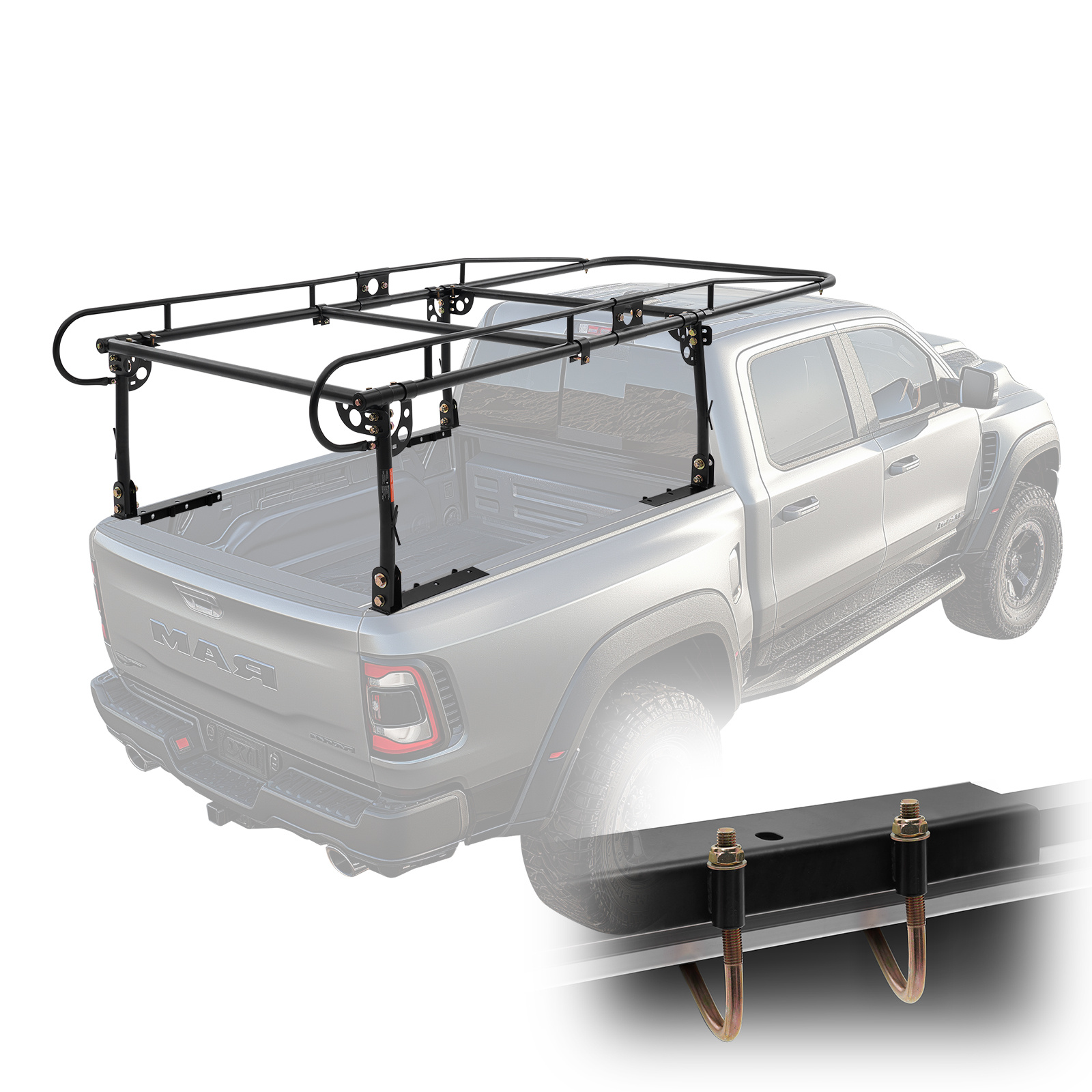 Vevor Truck Rack Pick Up Ladder Rack 1000lbs Capacity 43.3"-63" Width For Lumber: retailer-supplied image