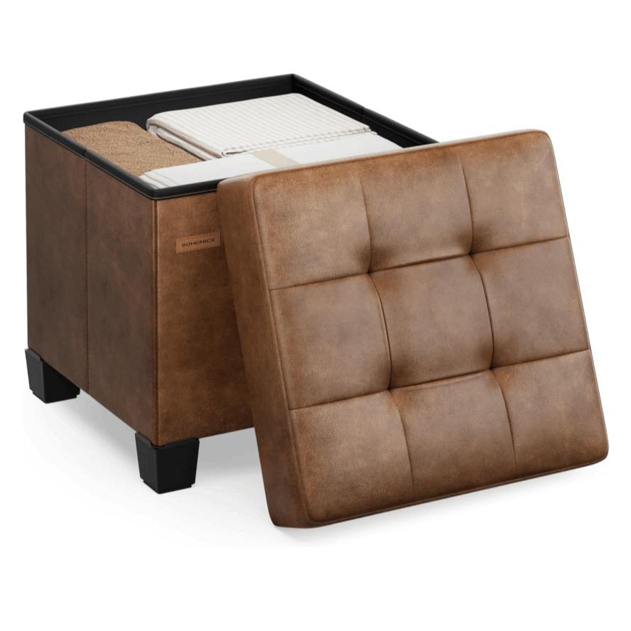 storage ottoman cube ottoman with legs 38 x 38 x 40 cm footstool footrest 37 l synthetic leather for bedroom living room dorm  