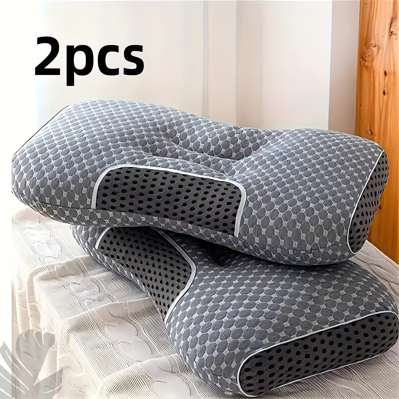 TEMU 1pc/2pièces Oreiller Tricoté, Poids de 1100g, Version Améliorée, Doux et Confortable, Housse Amovible Lavable, Tissu Respirant, Emballé sous