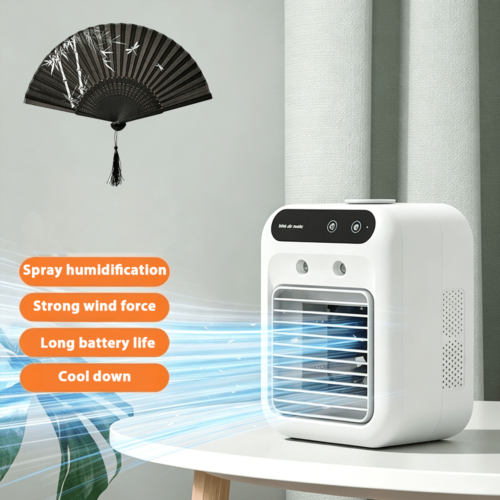 TEMU Portable Usb Desktop Fan, Water Mist Cooling Fan, 31.4cm×26.4cm, Desktop Fan, Suitable For Dormitory, Home And Outdoor Use