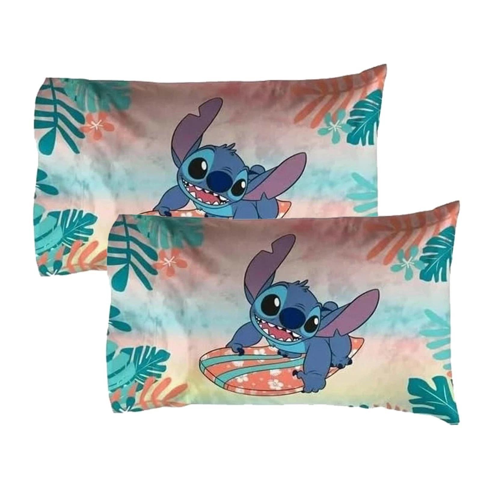 TEMU Parure de taies d'oreiller Lilo & Stitch 2 pièces, motif île, en microfibre, taille standard, pour chambre d'enfant