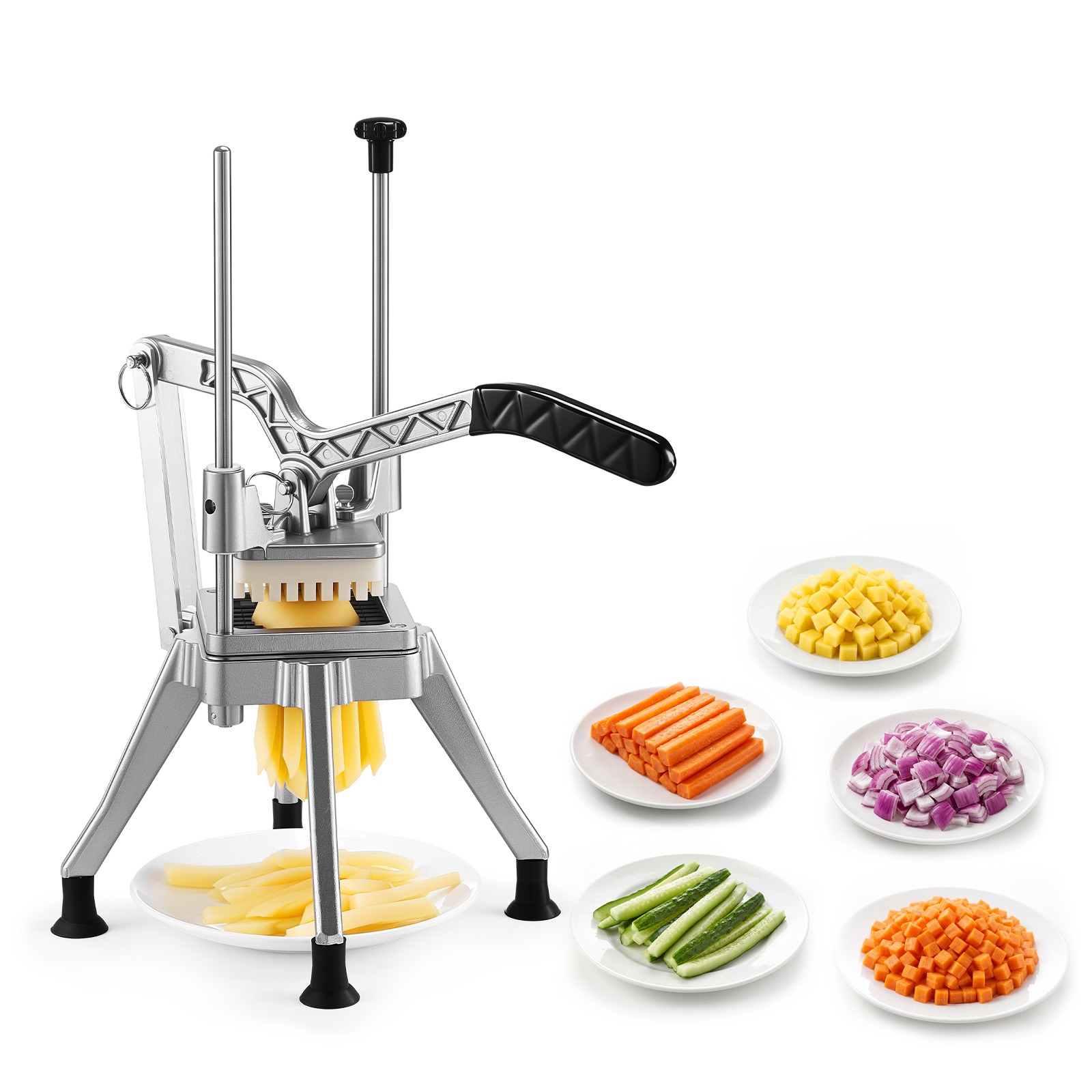 TEMU VEVOR Coupe-frites, Lame de 1/2", Hachoir à légumes commercial, Coupe-légumes à avec poignée ergonomique, Trancheuse à pommes de terre en acier