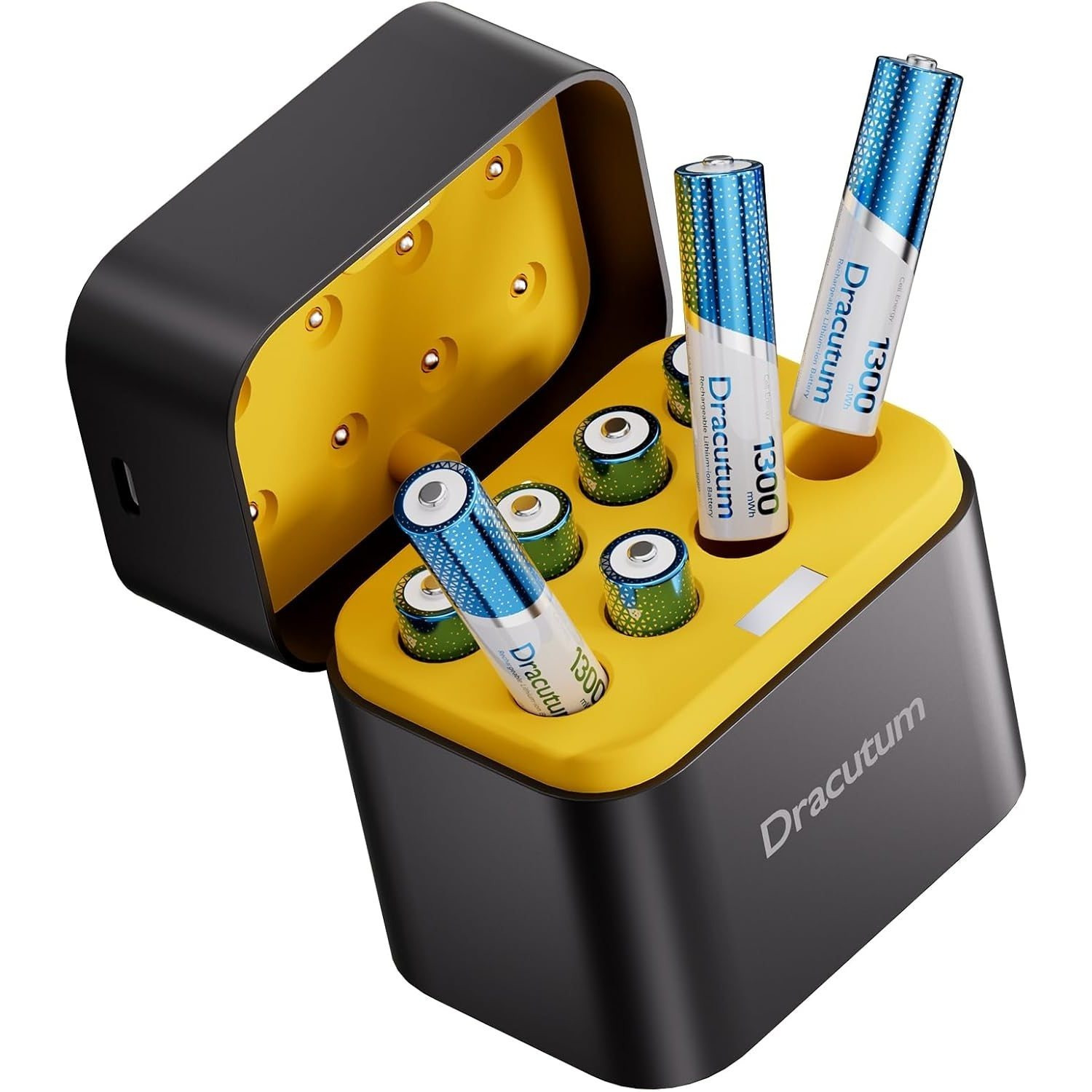 TEMU 8-pack Rechargeable Aaa Lithium Batteries With Fast Charger, 1.5v Output Battery Set With Type-c Charging Case