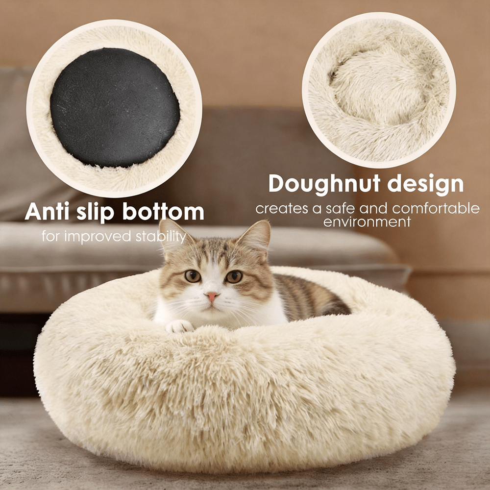 1 donut pet bed   thickened round design indoor outdoor use suitable for small medium and large dogs cats   pet bed dog pad cat bed   bed   pad pet supplies