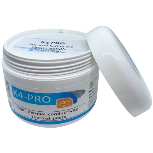 k4 pro 500g jar low silicone thermal paste 6 w m k bulk workshop jar for production and apply and nonconductive paste that spreads thin micro and stays stable up to 220 c in industrial commercial and fanless platforms