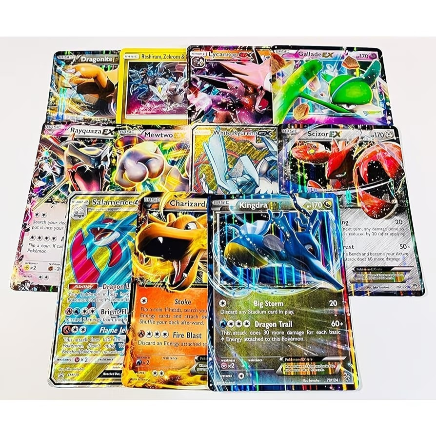 TEMU Lot de 5 cartes Pokémon ultra-rares - V, GX, EX, assortiment varié - doublons