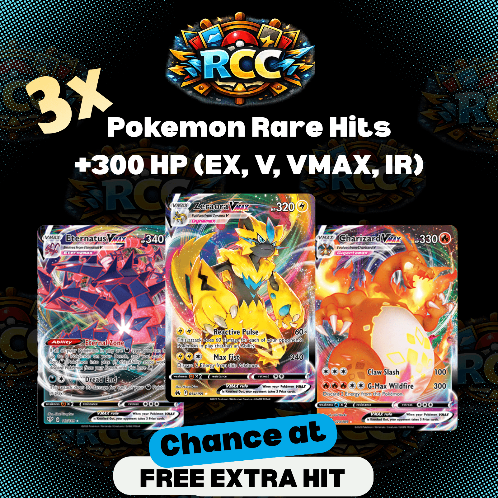 TEMU Lot de 3 Pokémon Rares - TOUTES 300 HP+ ou plus, 0 DUPLICATES