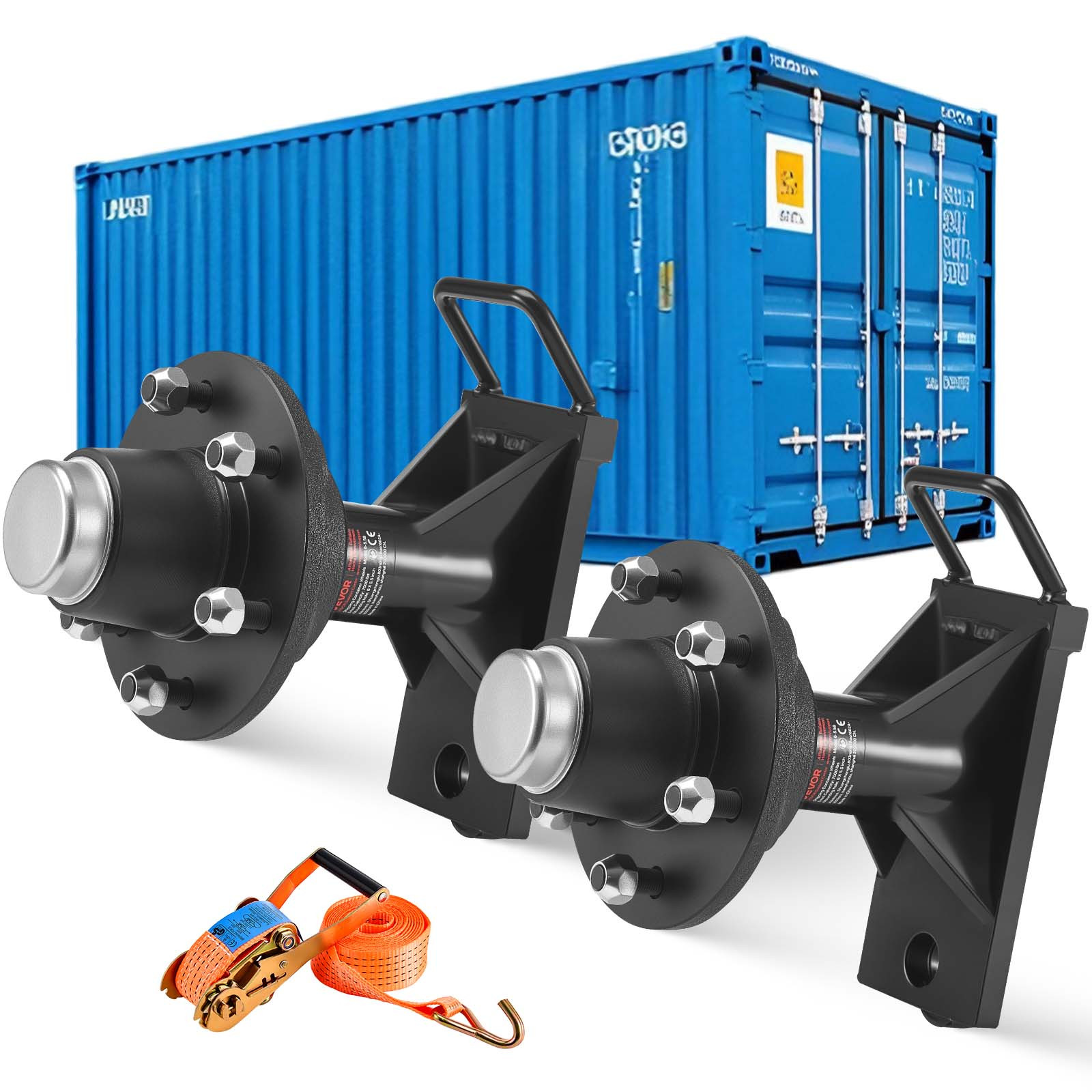 TEMU Vevor Shipping Container Wheels 6-lug Wheels Kit, Heavy Duty Shipping Container Axle With Ratchet Tie Down- 20 Ft - , Secure Transport For Dock,