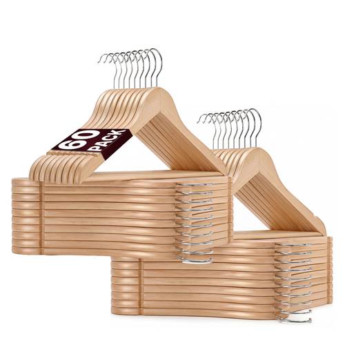 premium natural wood clothes hangers heavy duty non slip closet organizer with 360 swivel hook for coats suits shirts