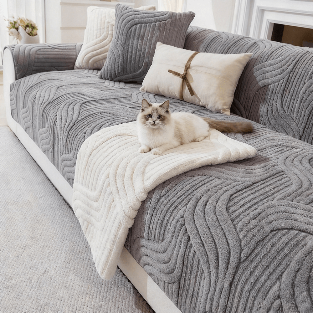 TEMU Coussin de canapé en polaire de antidérapant de couleur unie style bohème, adapté à toutes , résistant aux animaux de compagnie et lavable en
